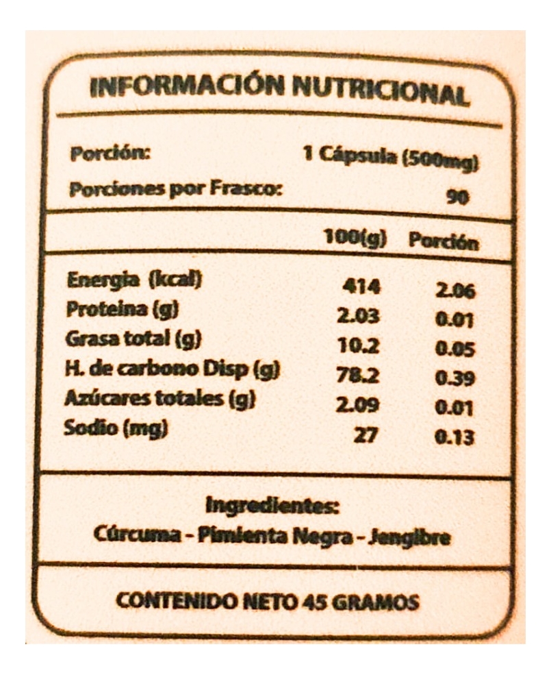 Curcuflex 90 Caps Curcuma Activada Con Pimienta Jengibre - Imagen 2