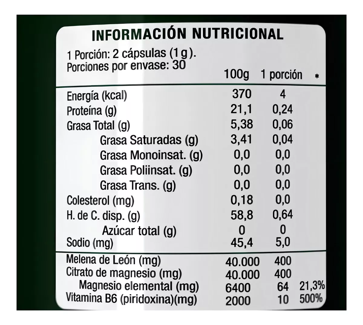 Melena De León + Citrato De Magnesio + B6 500mg Extremo Sur