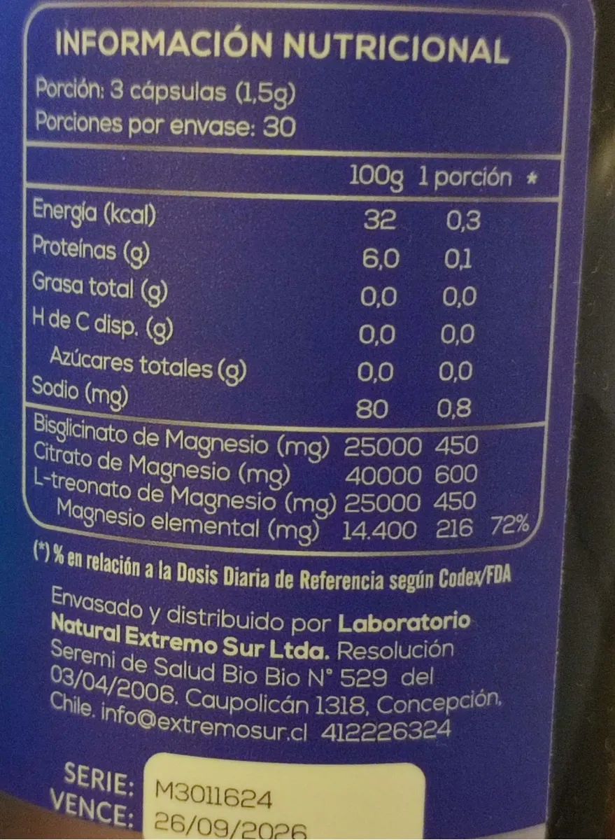 Triple Magnesio Treonato-bisglicinato-citrato 180 Caps 500mg