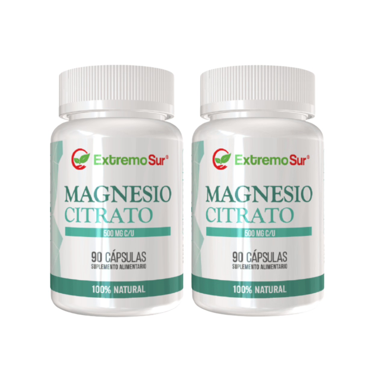 Pack 2 Magnesio Citrato 500mg 180 Capsulas 100% Natural Extremo Sur