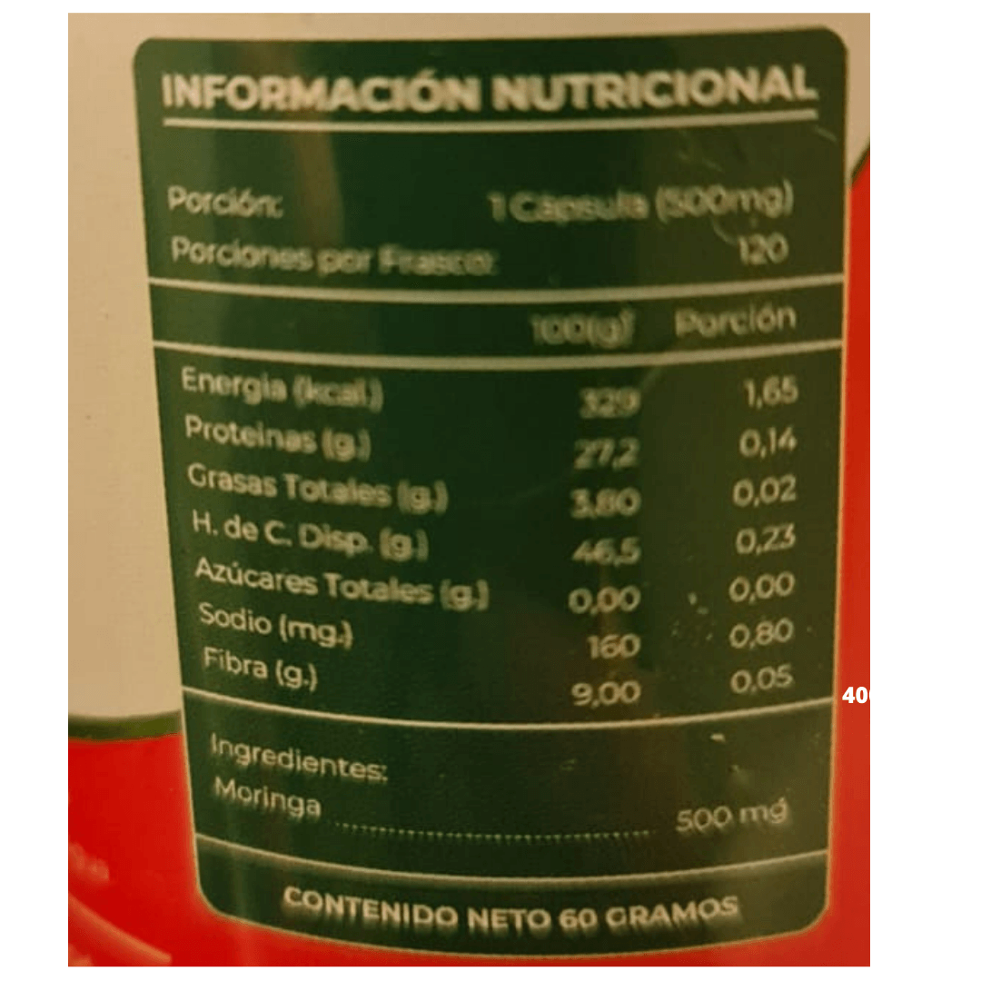 Moringa Premium 120 Capsulas Gelatina 500mg Vibralab - Imagen 2