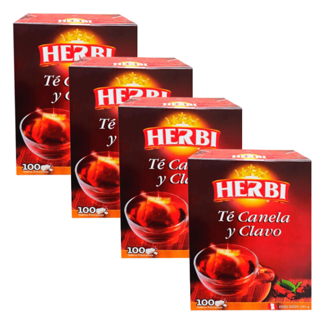 Pack 4 Te Canela Y Clavo Herbi 100 Bolsitas Peruano