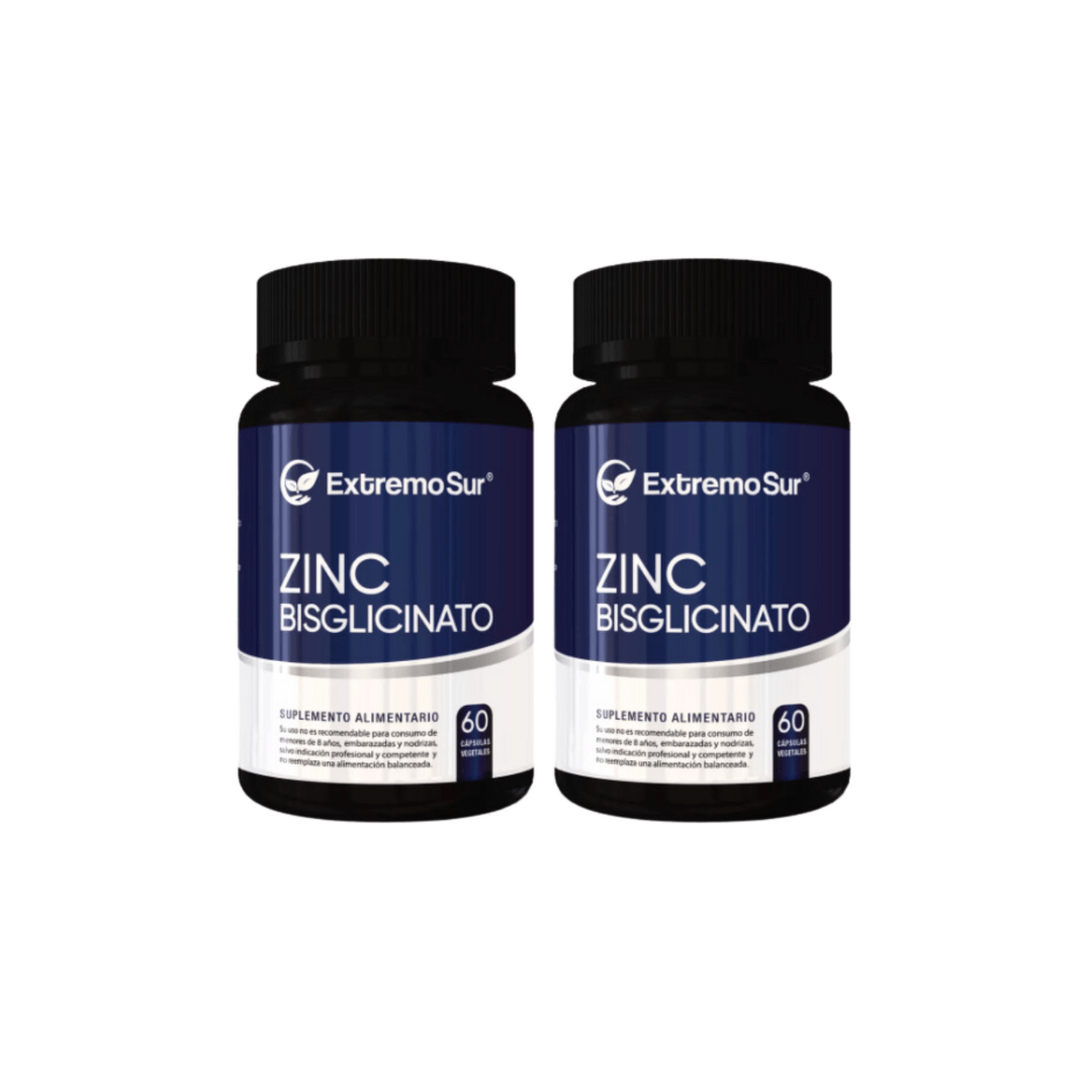 2 Zinc Bisglicinato 60 Cáp Veget Alta Absorción 100% Quelado