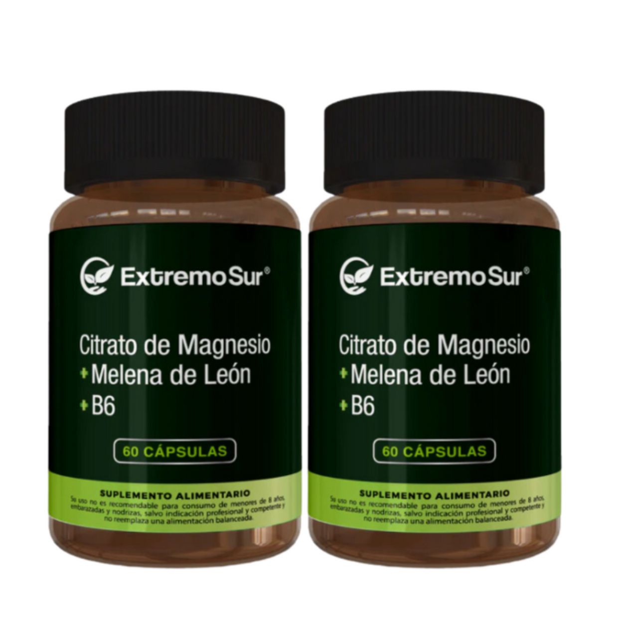 2 Melena De León + Citrato De Magnesio + B6 500mg Extremo