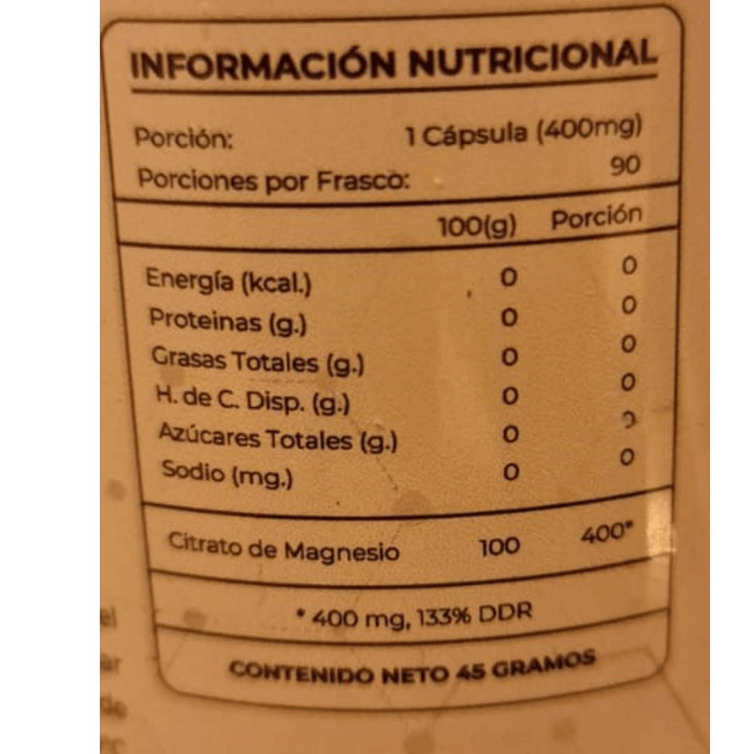 Citrato De Magnesio Puro 400 Mg 90 Capsulas  Vibralab - Imagen 2