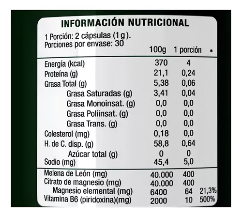 2 Melena De León + Citrato De Magnesio + B6 500mg Extremo - Imagen 2