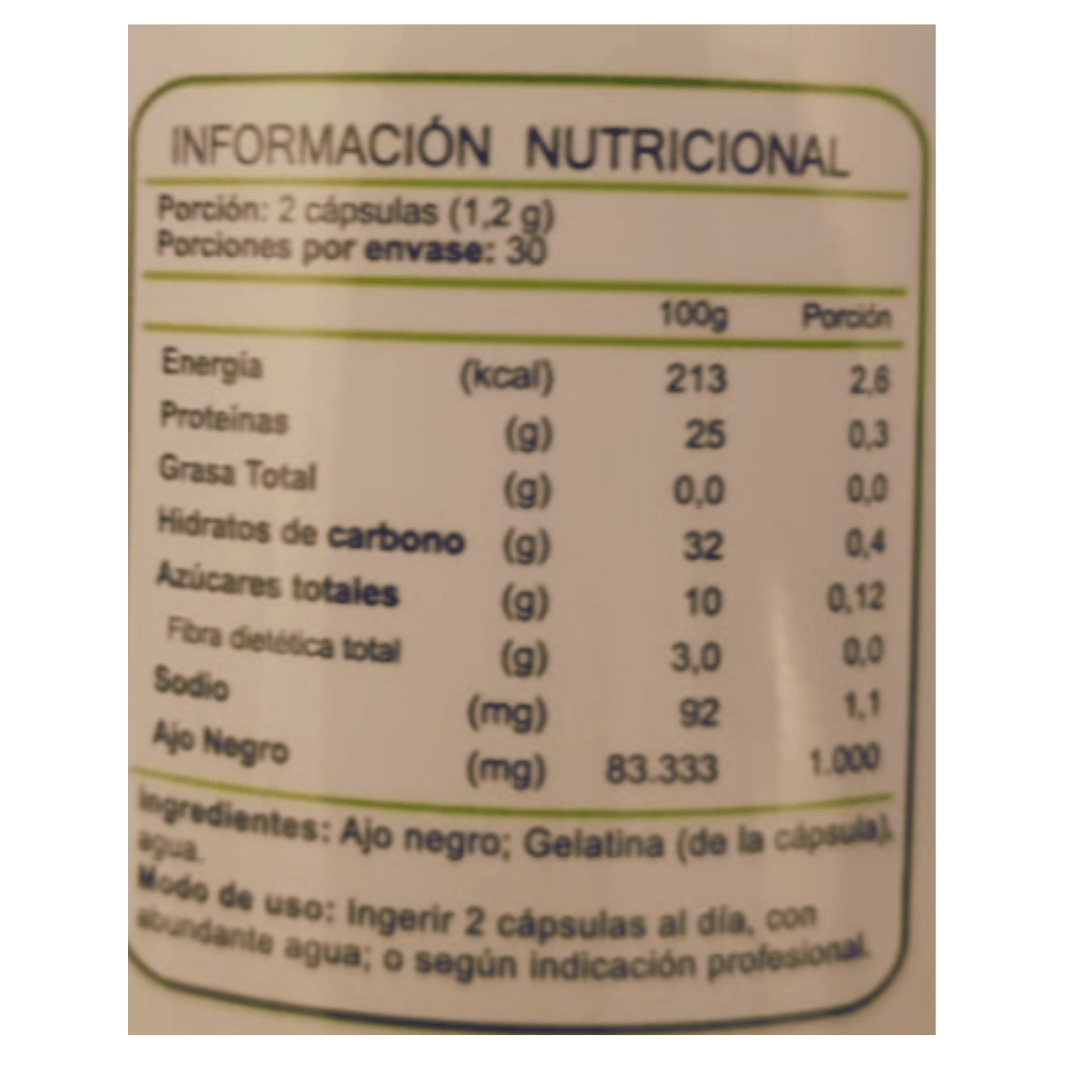 Ajo Negro Black Garlic 60 Cáps Migraña Presion Antioxidante - Imagen 2