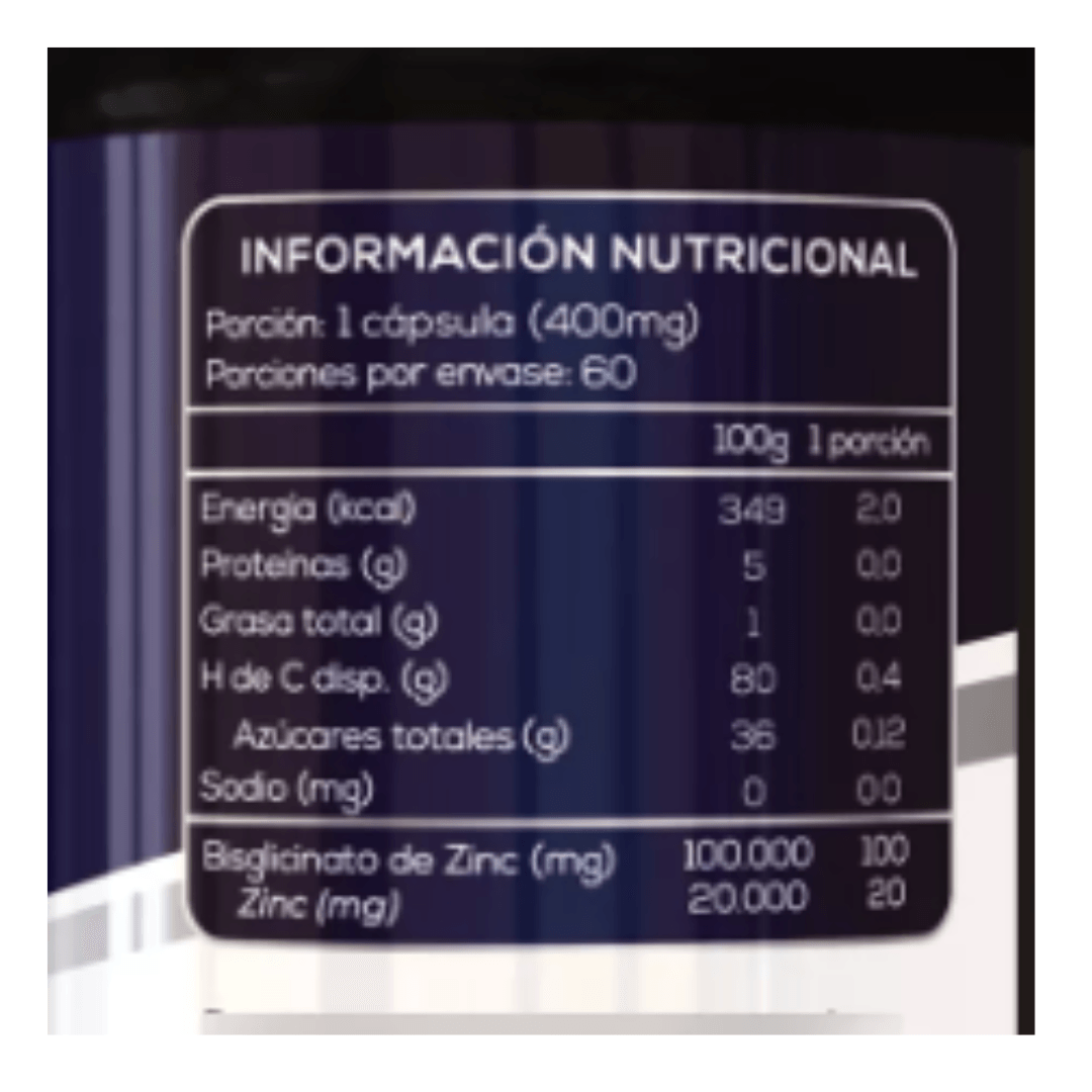 2 Zinc Bisglicinato 60 Cáp Veget Alta Absorción 100% Quelado - Imagen 3
