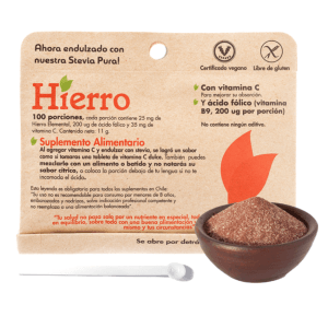 Hierro 100 Porciones. Vegano, Sin Gluten Dulzura Natural