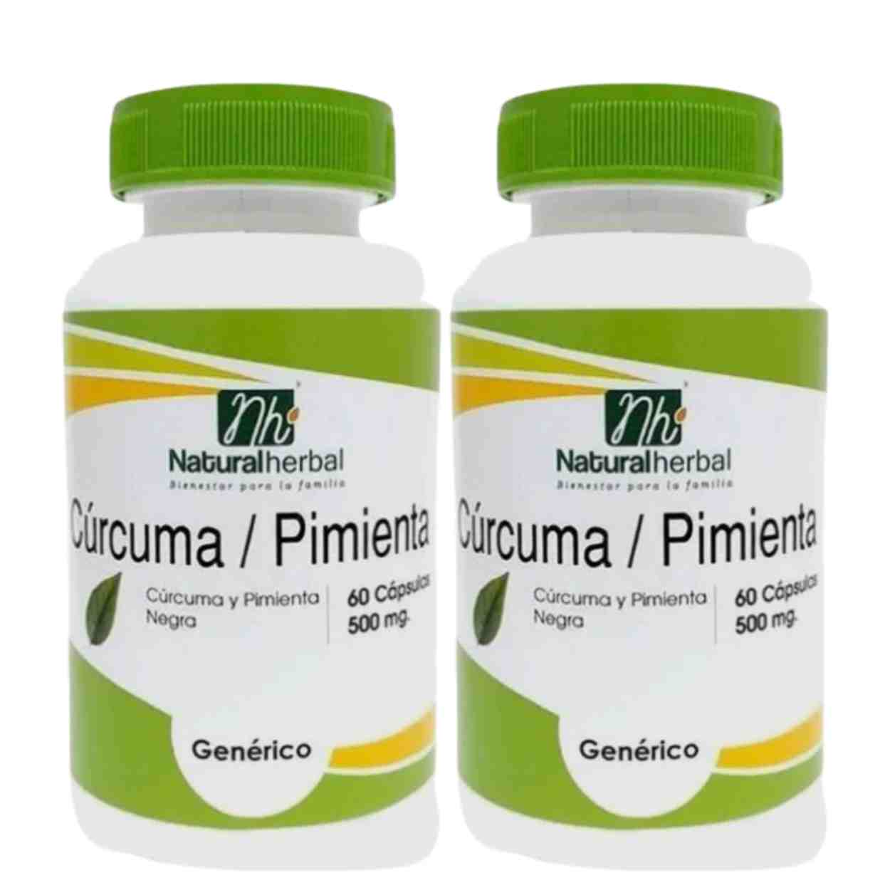 2 Curcuma Activada + Pimienta Negra 60 Cápsulas 500mg Herbal