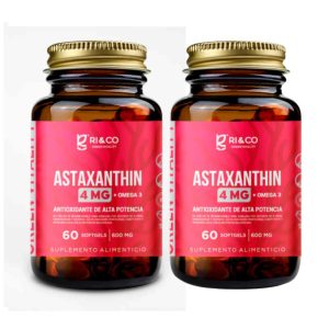 2 Astaxantina 4mg + Omega 3 600mg 60 Cápsulas Softgel (2 meses) - RI&CO