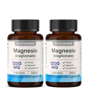 2 Magnesio Bisglicinato 1200mg Natural Nutracore (90 Cápsulas) Veganas