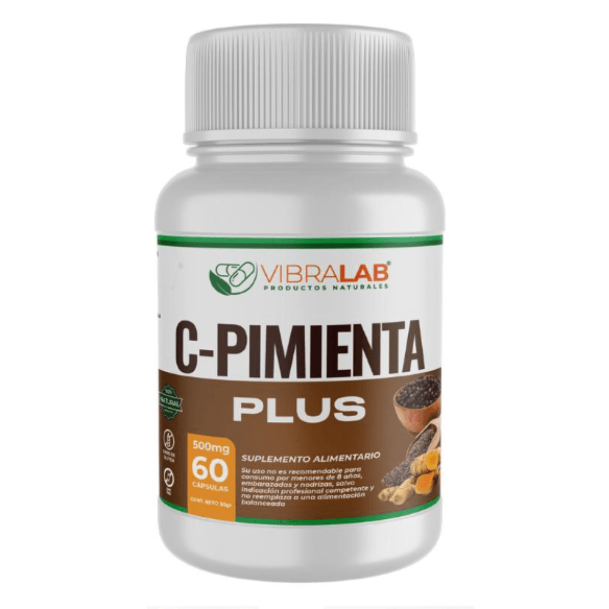 Cúrcuma Activada + Pimienta Negra 60 Cápsulas 500mg Vibralab
