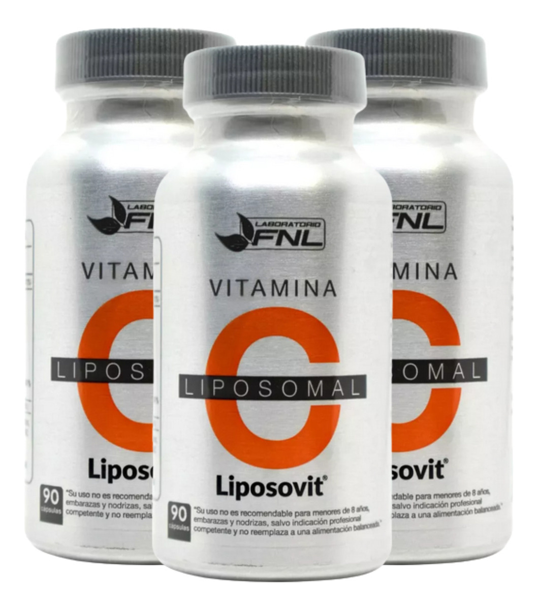 3 Vitamina C Liposomal 1000 Mg 90 Caps Fnl Alta Absorción