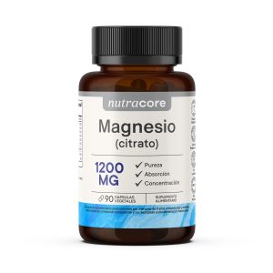 Citrato De Magnesio 1200mg 90 Cápsulas NutraCore - Producto Natural 100% Puro Sin excipientes