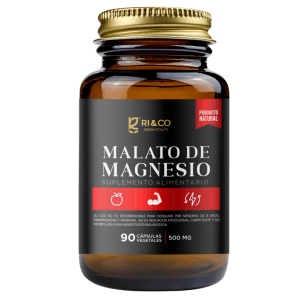 Malato de Magnesio 90 Cápsulas vegetales 500mg  Vidrio Ri&co