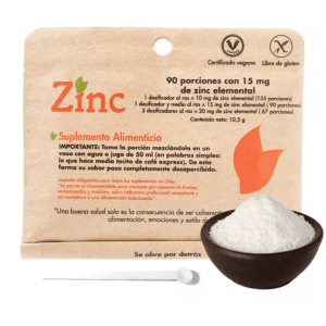 Zinc Dulzura Natural En Polvo 90 Porciones 15 Mg