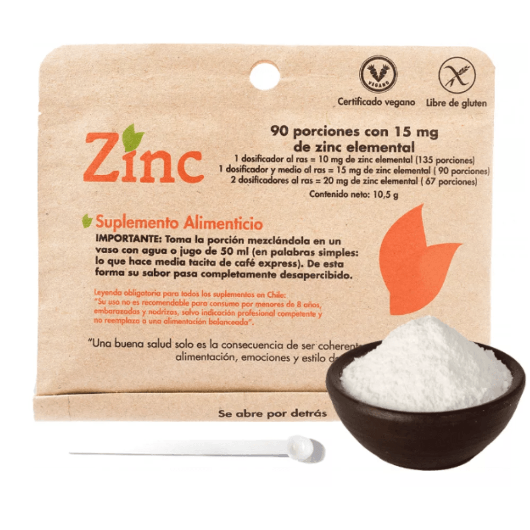 Zinc Dulzura Natural En Polvo 90 Porciones 15 Mg