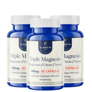 Triple Magnesio Bisglicinato, Citrato , Taurato 400mg Karun Life