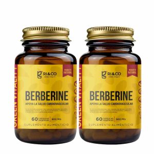 2 Berberina 500mg 60 Suplemento Cápsulas Ri&co India Vidrio
