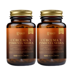 2 Curcuma Y Pimienta 100 Tabletas 500mg Riandco Vidrio