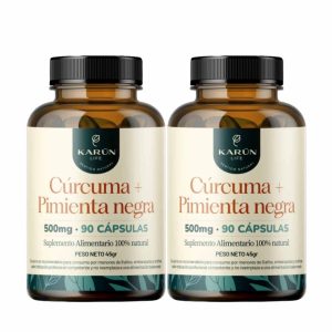 2 Curcuma Activada + Pimienta Premium 90 Caps 500mg Karun Life