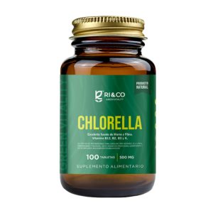 Chlorella 100 Tabletas 500mg Rico envase Vidrio