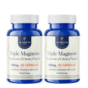 2 Triple Magnesio Bisglicinato, Citrato , Taurato 400mg Karun Life