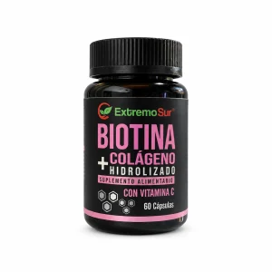 Biotina con colágeno hidrolizado y vitamina C Extremo Sur de 60 cápsulas