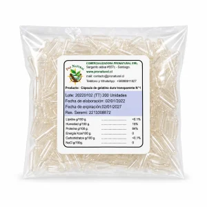 200 Cápsulas Vacías de Gelatina N.º 1 Pro Natural