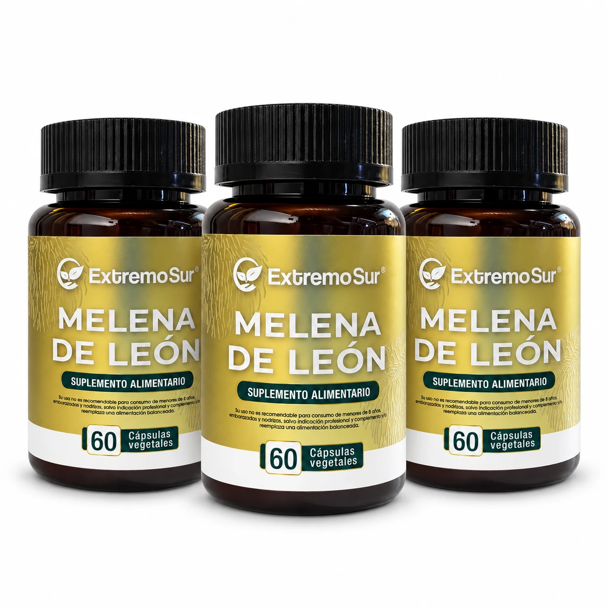 Pack de 3 Melena de León Extremo Sur 500 mg con 180 cápsulas